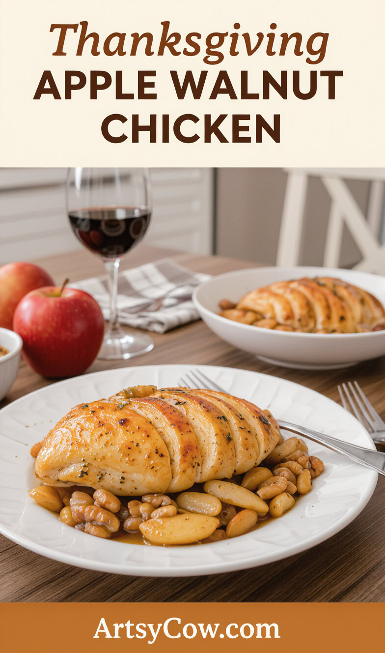 thanksgiving apple walnut chicken recipe pin image