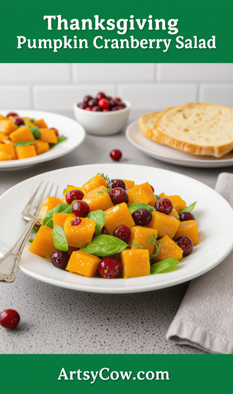 thanksgiving pumpkin cranberry salad pin image