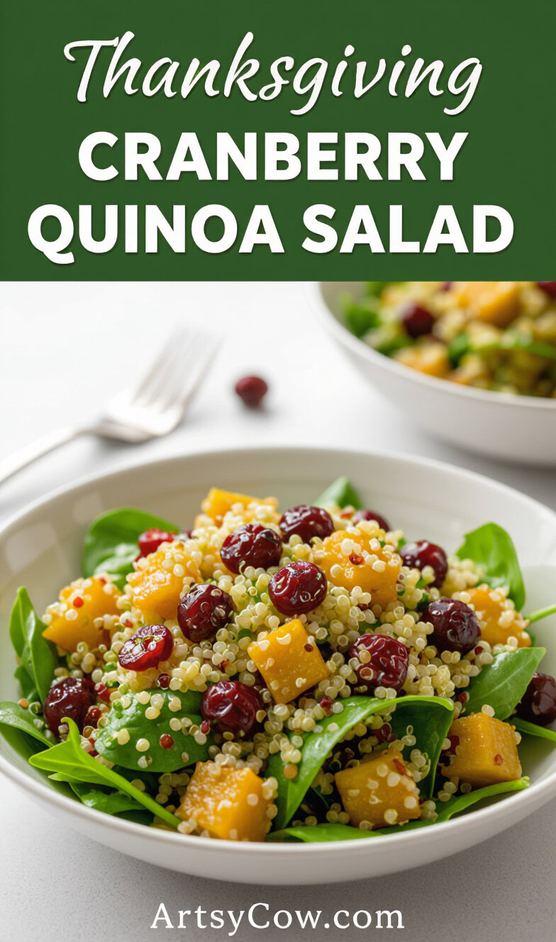 thanksgiving cranberry quinoa salad pin image