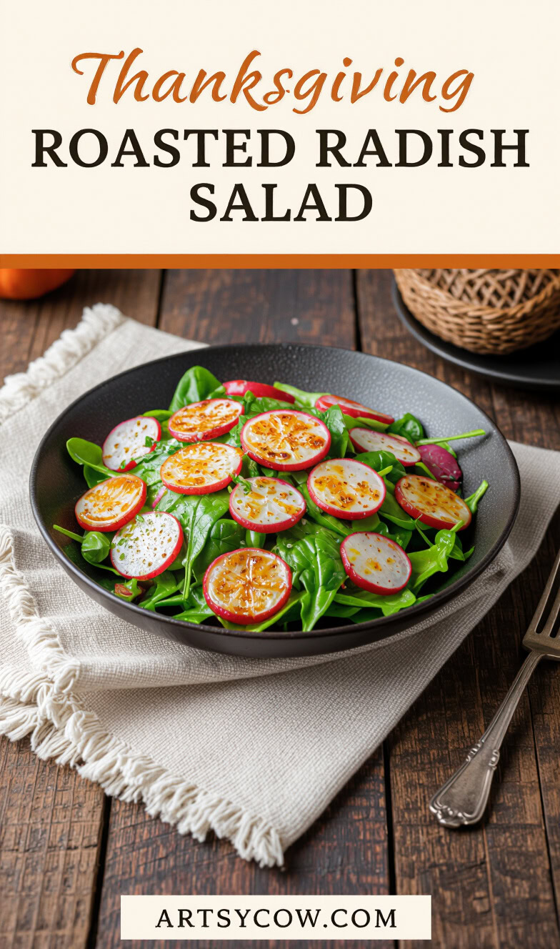thanksgiving roasted radish salad pin image