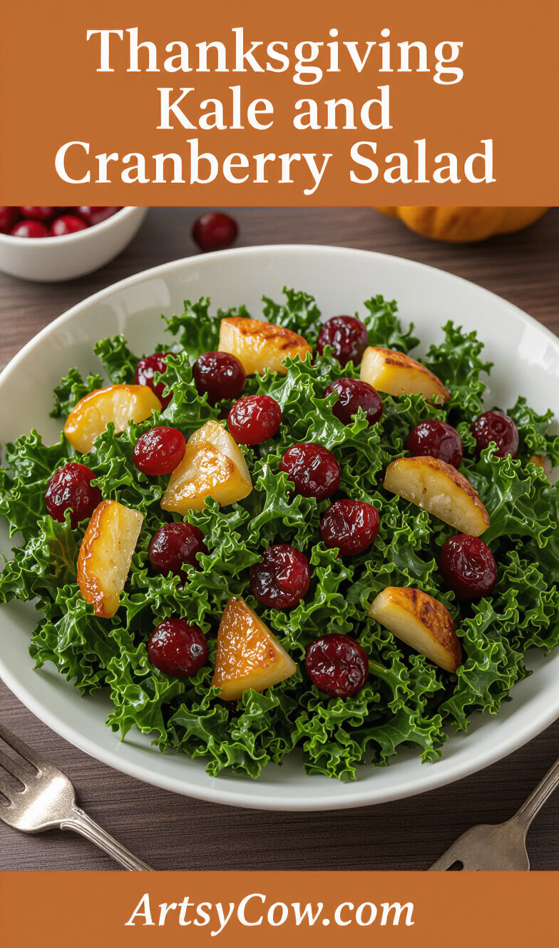 thanksgiving kale and cranberry salad pin image