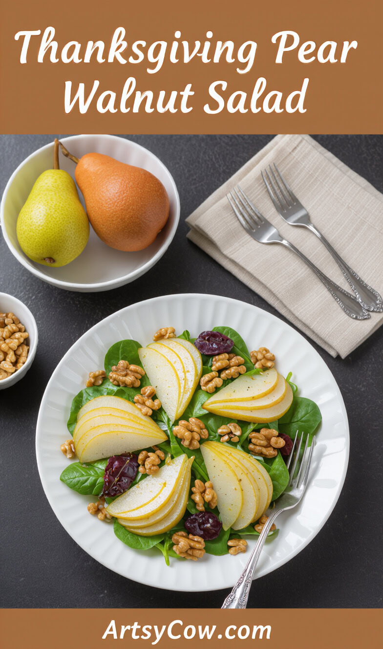 thanksgiving pear walnut salad pin image