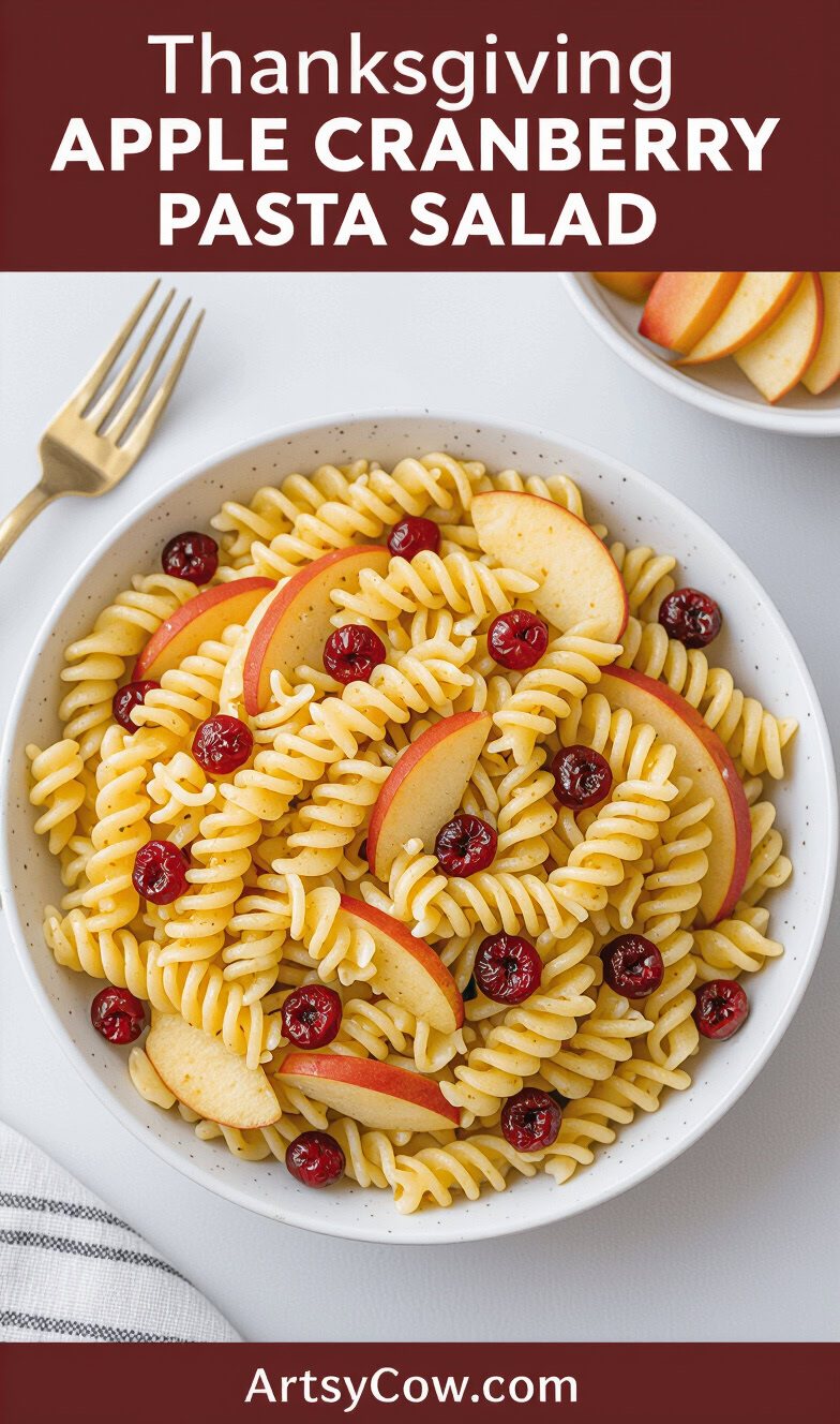 thanksgiving apple cranberry pasta salad pin image