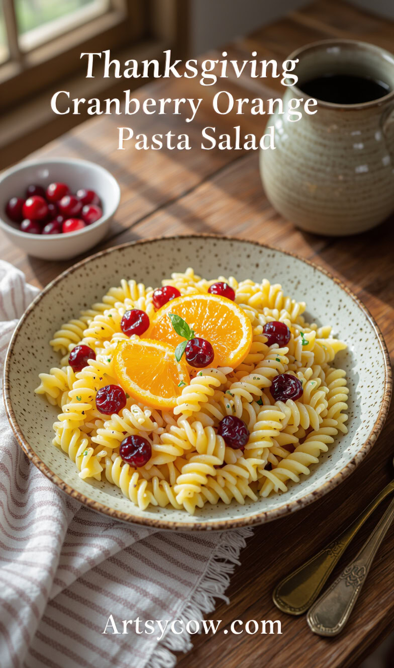 thanksgiving cranberry orange pasta salad pin image