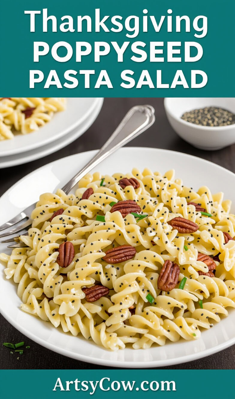 thanksgiving poppyseed pasta salad pin image