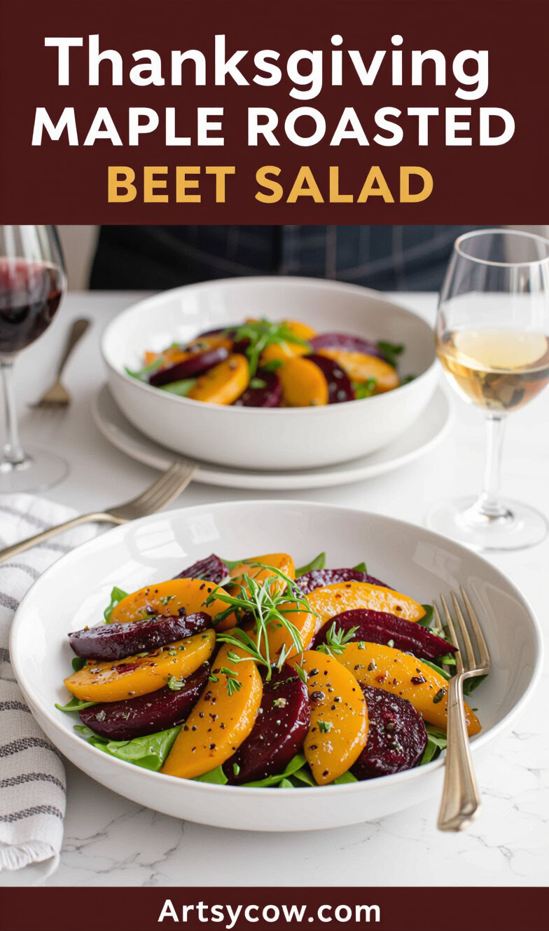 thanksgiving maple roasted beet salad pin image