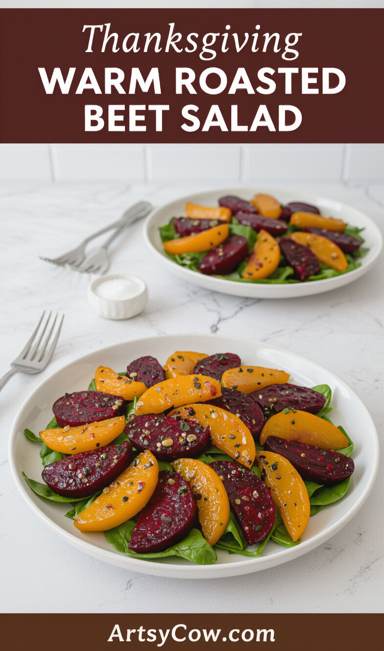 thanksgiving warm roasted beet salad pin image