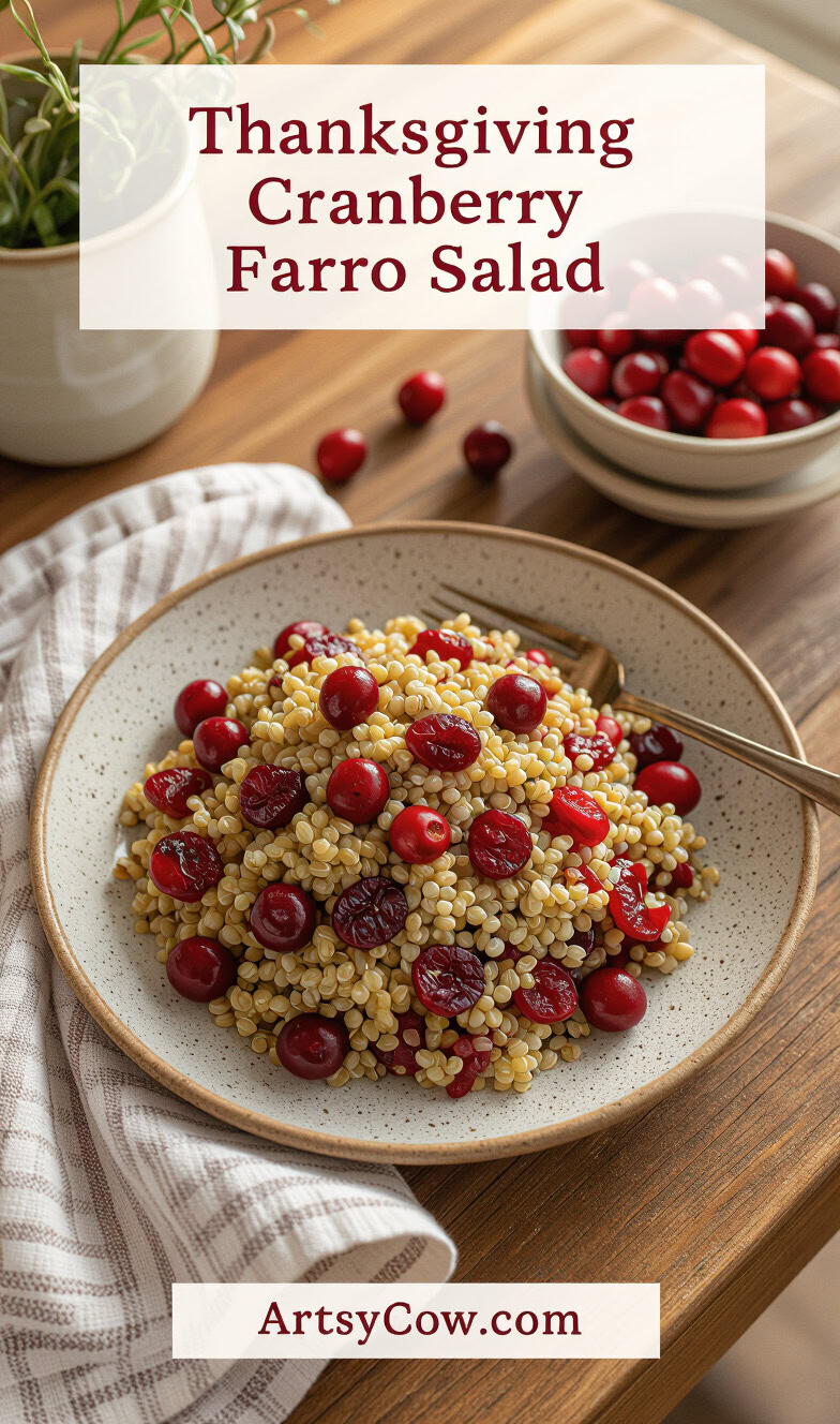 thanksgiving cranberry farro salad pin image
