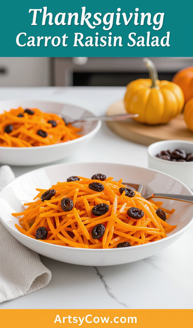 thanksgiving carrot raisin salad pin image