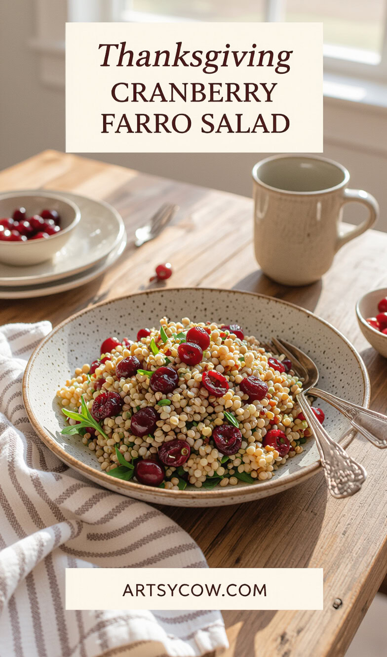 thanksgiving cranberry farro salad pin image