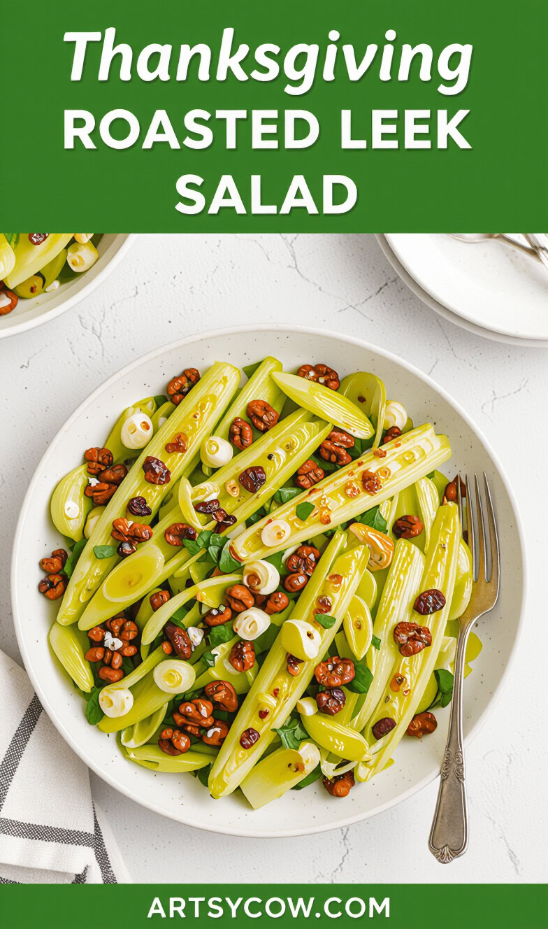 thanksgiving roasted leek salad pin image