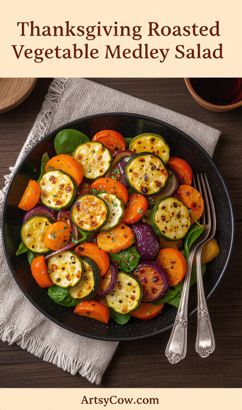 thanksgiving roasted vegetable medley salad pin image