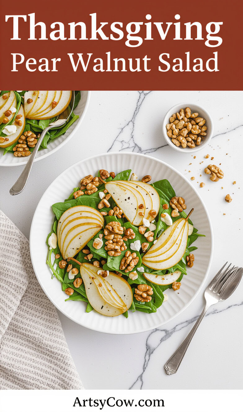 thanksgiving pear walnut salad pin image
