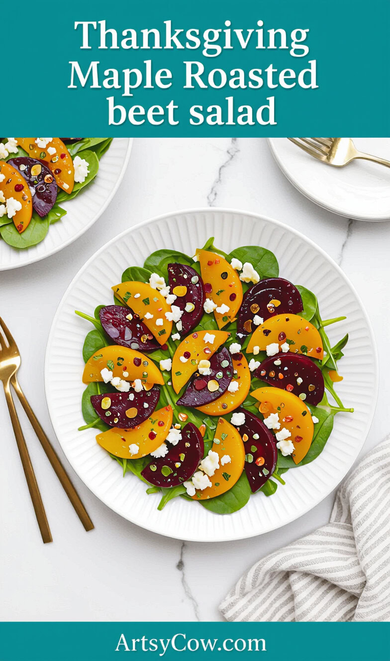 thanksgiving maple roasted beet salad pin image