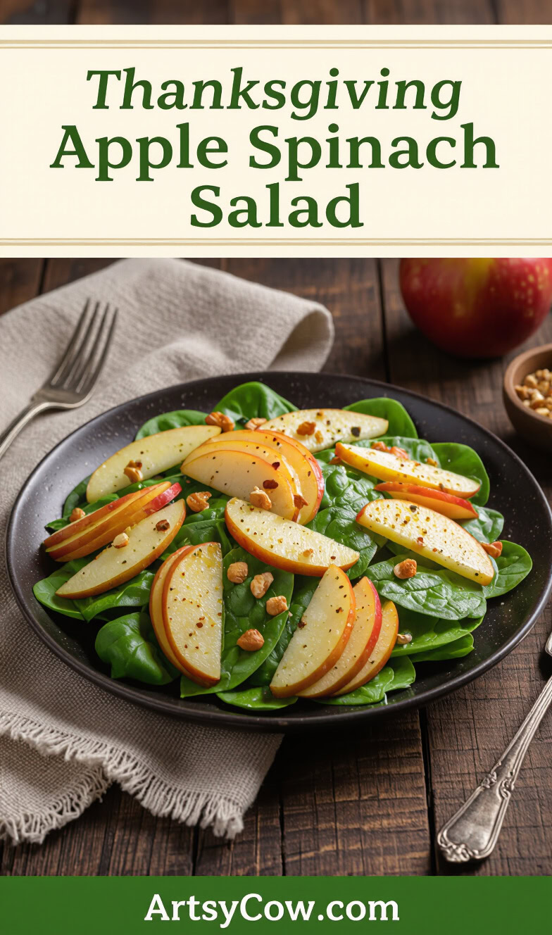 thanksgiving apple spinach salad pin image
