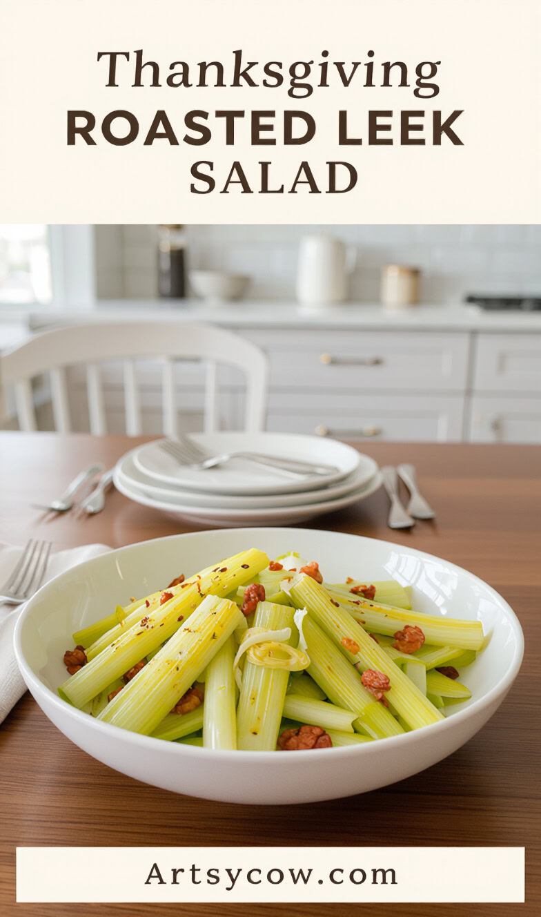thanksgiving roasted leek salad pin image