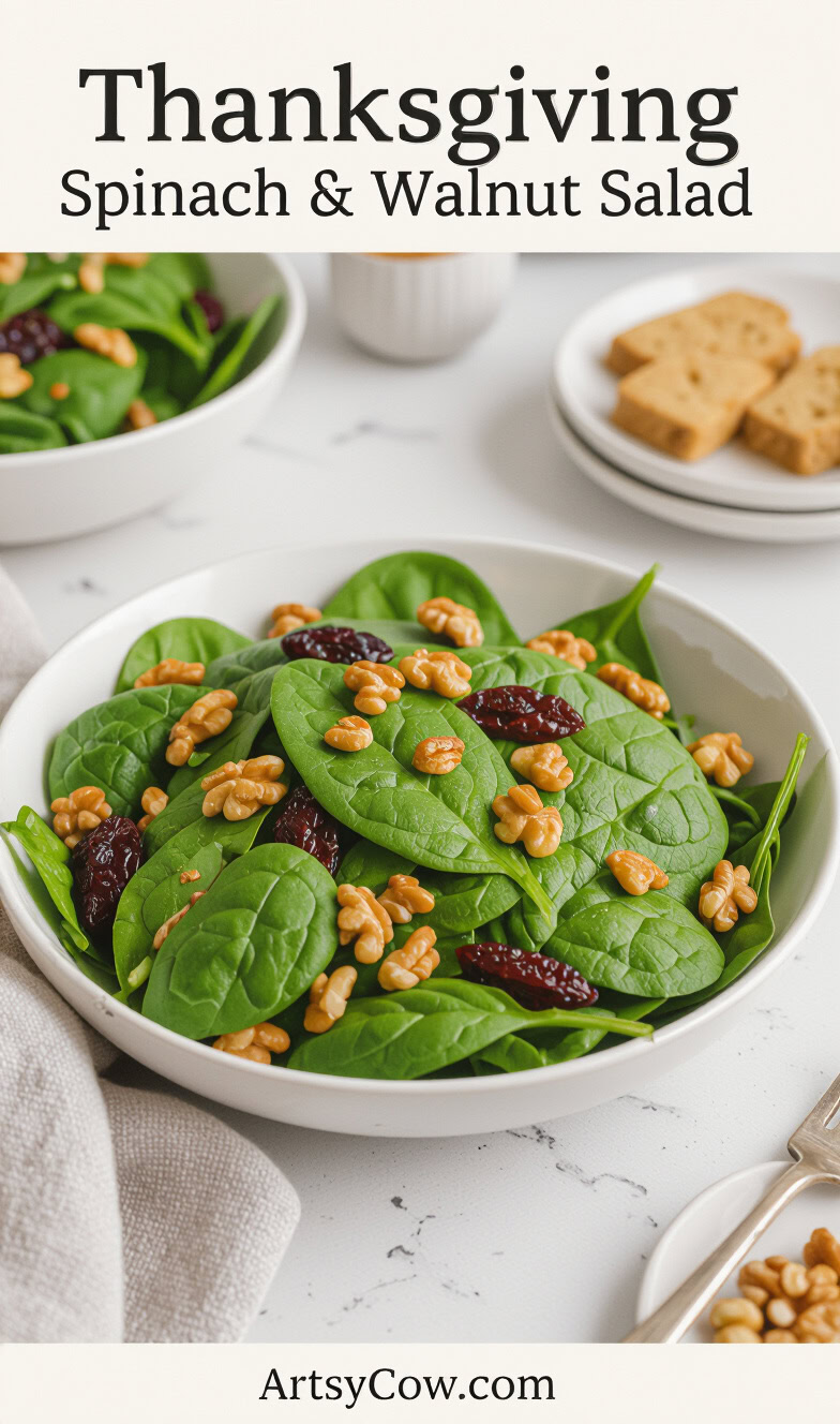 thanksgiving spinach and walnut salad pin image