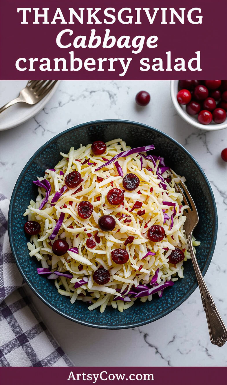 thanksgiving cabbage cranberry salad pin image