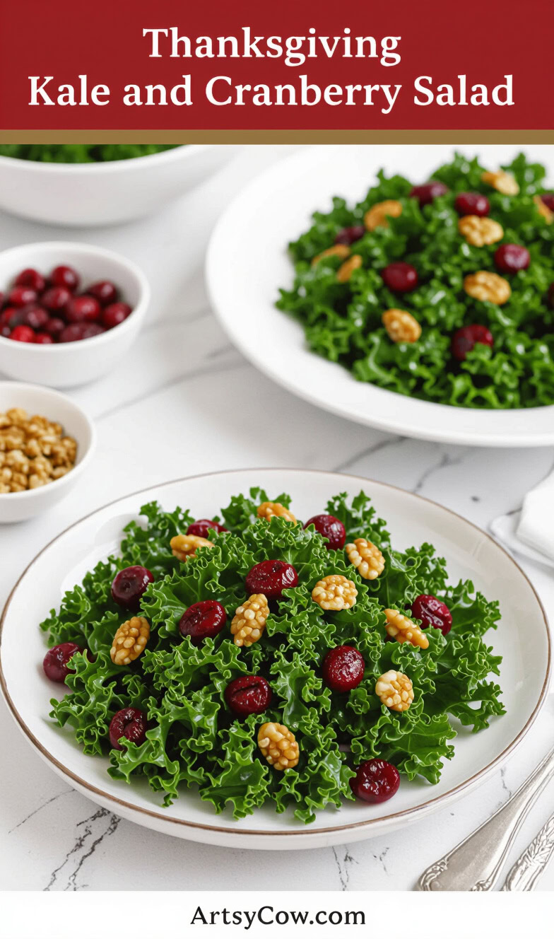 thanksgiving kale and cranberry salad pin image