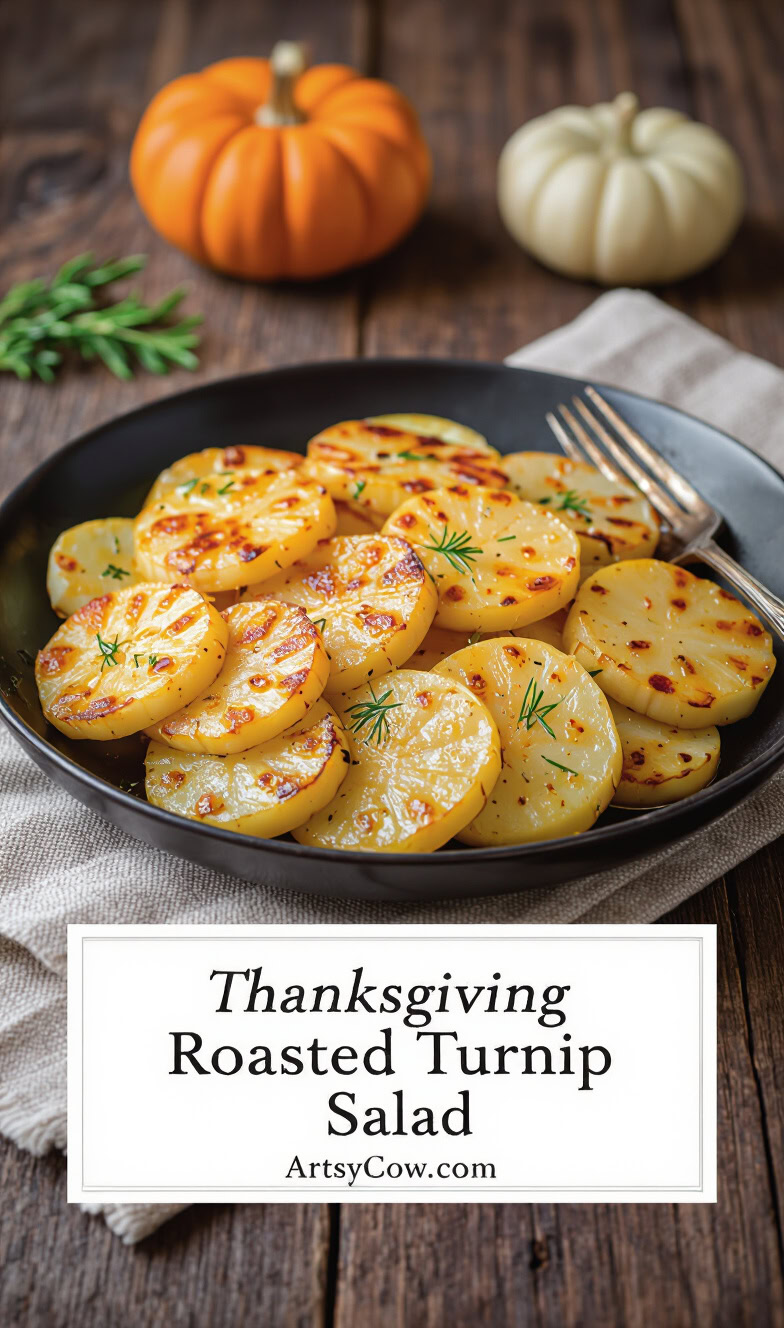 thanksgiving roasted turnip salad pin image