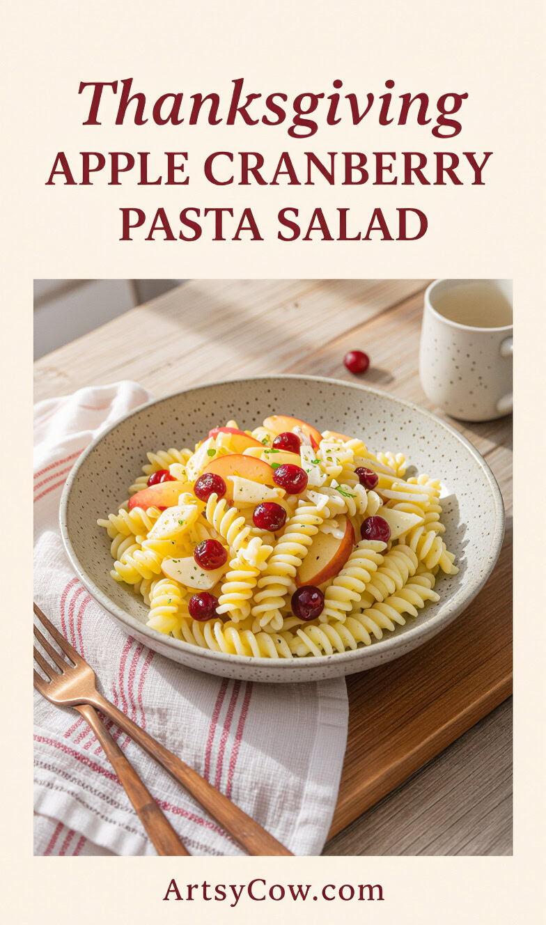 thanksgiving apple cranberry pasta salad pin image