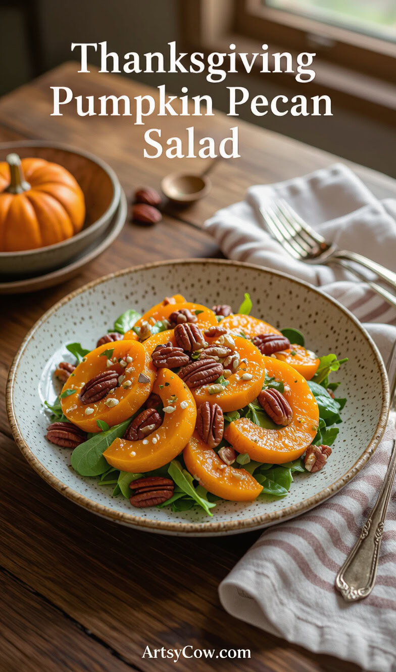 thanksgiving pumpkin pecan salad pin image