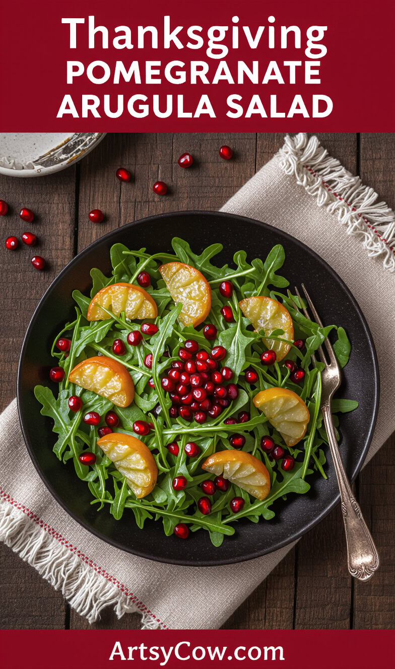 thanksgiving pomegranate arugula salad pin image