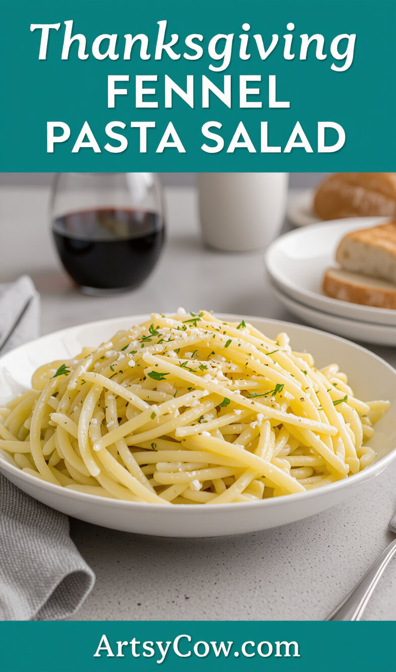 thanksgiving fennel pasta salad pin image
