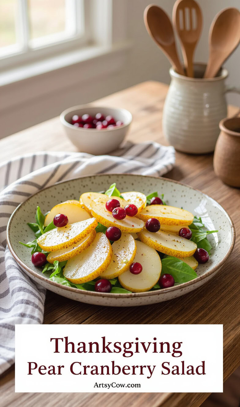 thanksgiving pear cranberry salad pin image