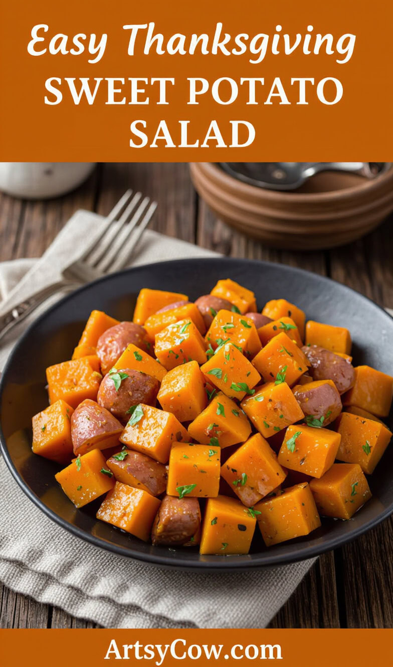 easy thanksgiving sweet potato salad pin image