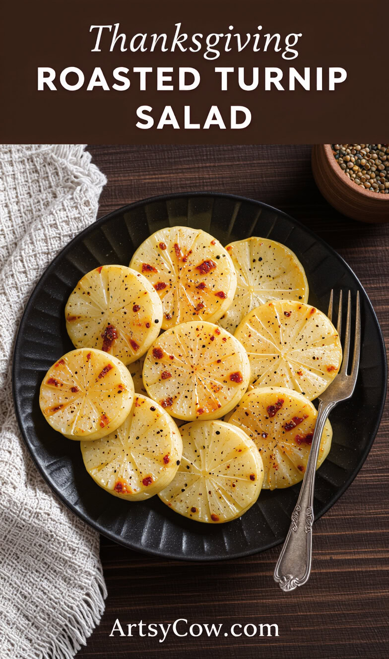 thanksgiving roasted turnip salad pin image