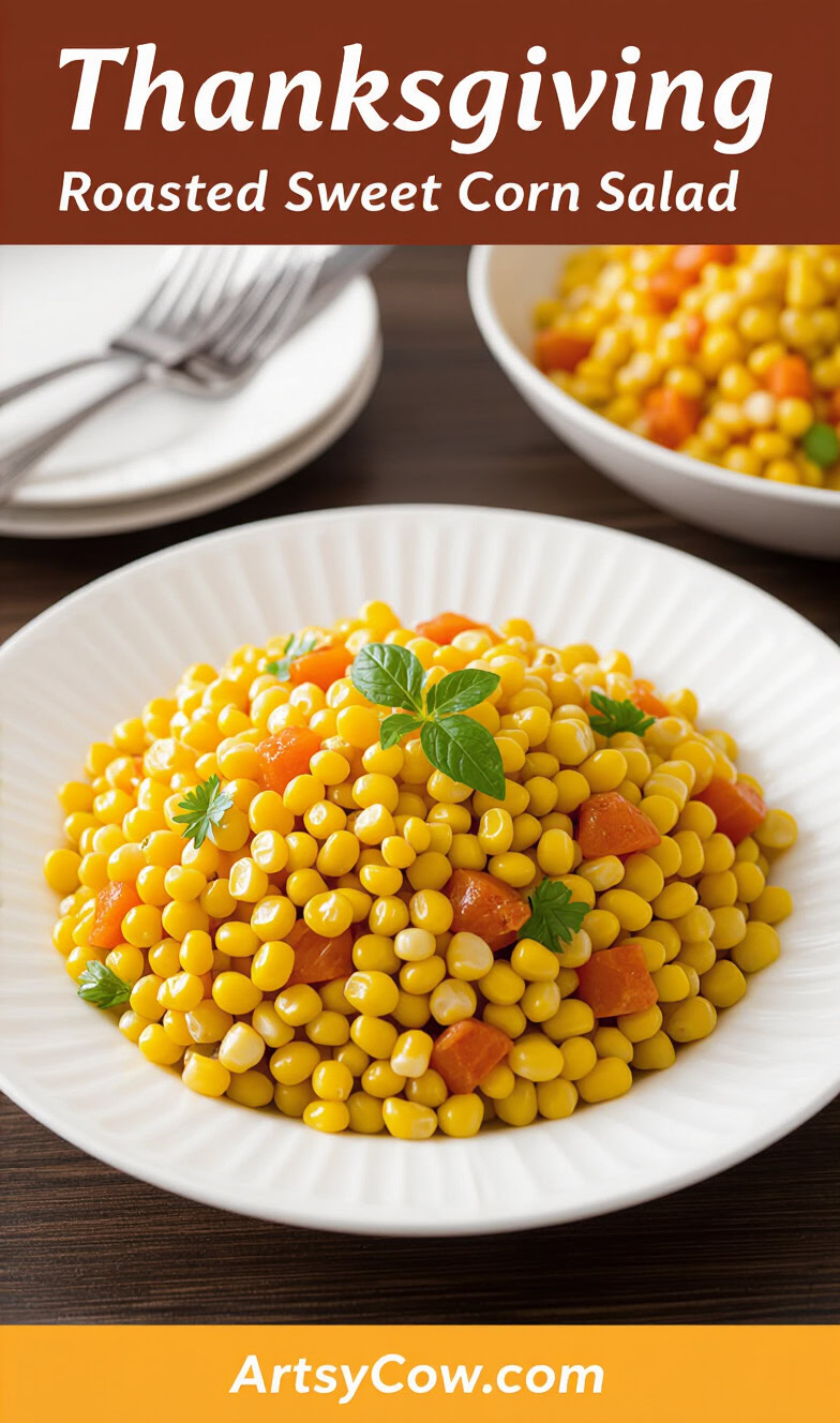 thanksgiving roasted sweet corn salad pin image