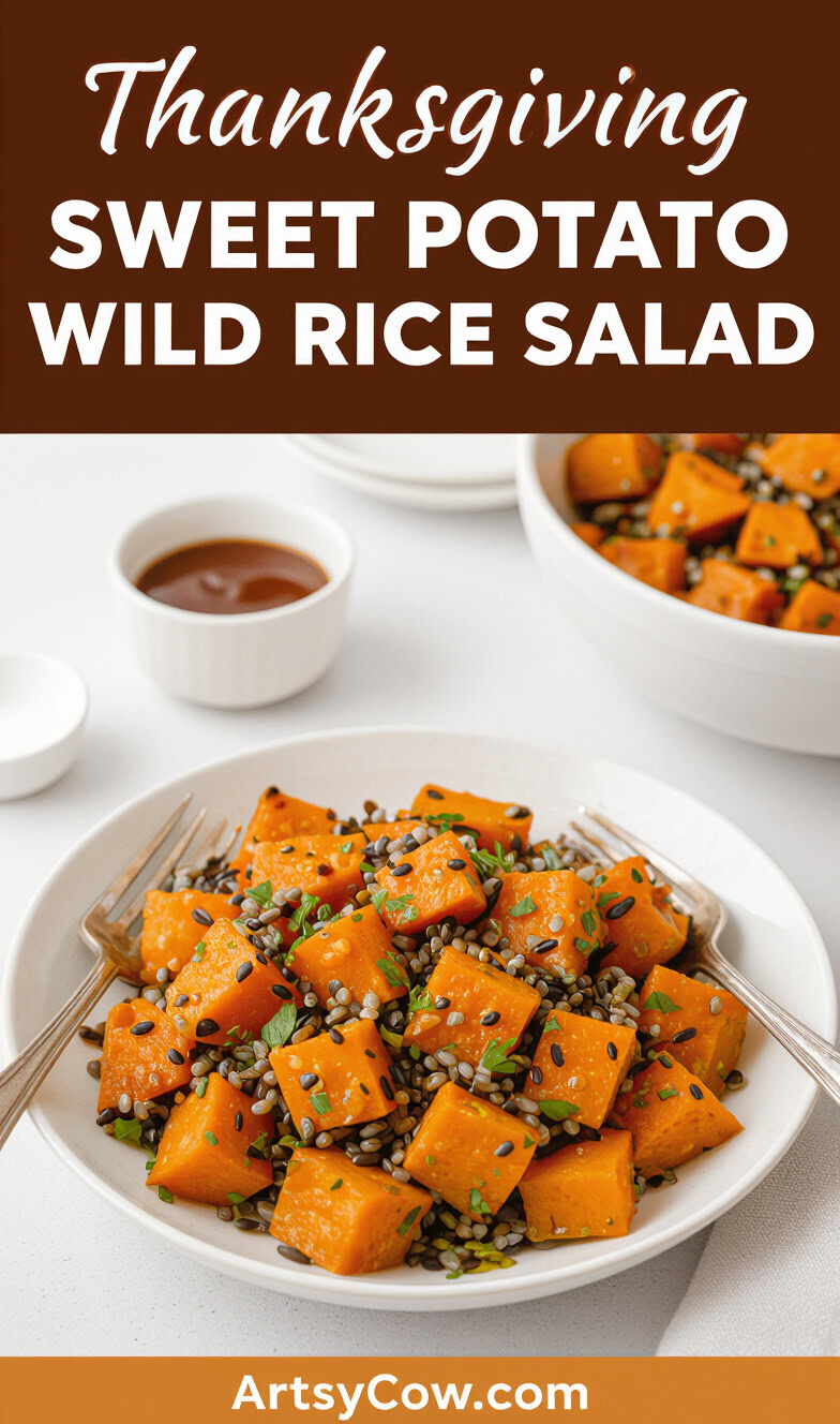 thanksgiving sweet potato wild rice salad pin image