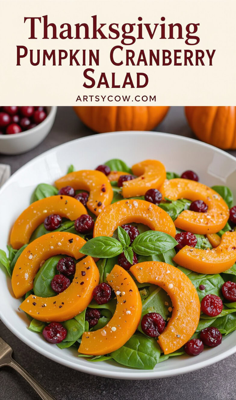 thanksgiving pumpkin cranberry salad pin image