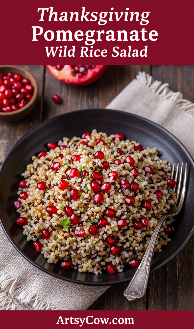 thanksgiving pomegranate wild rice salad pin image