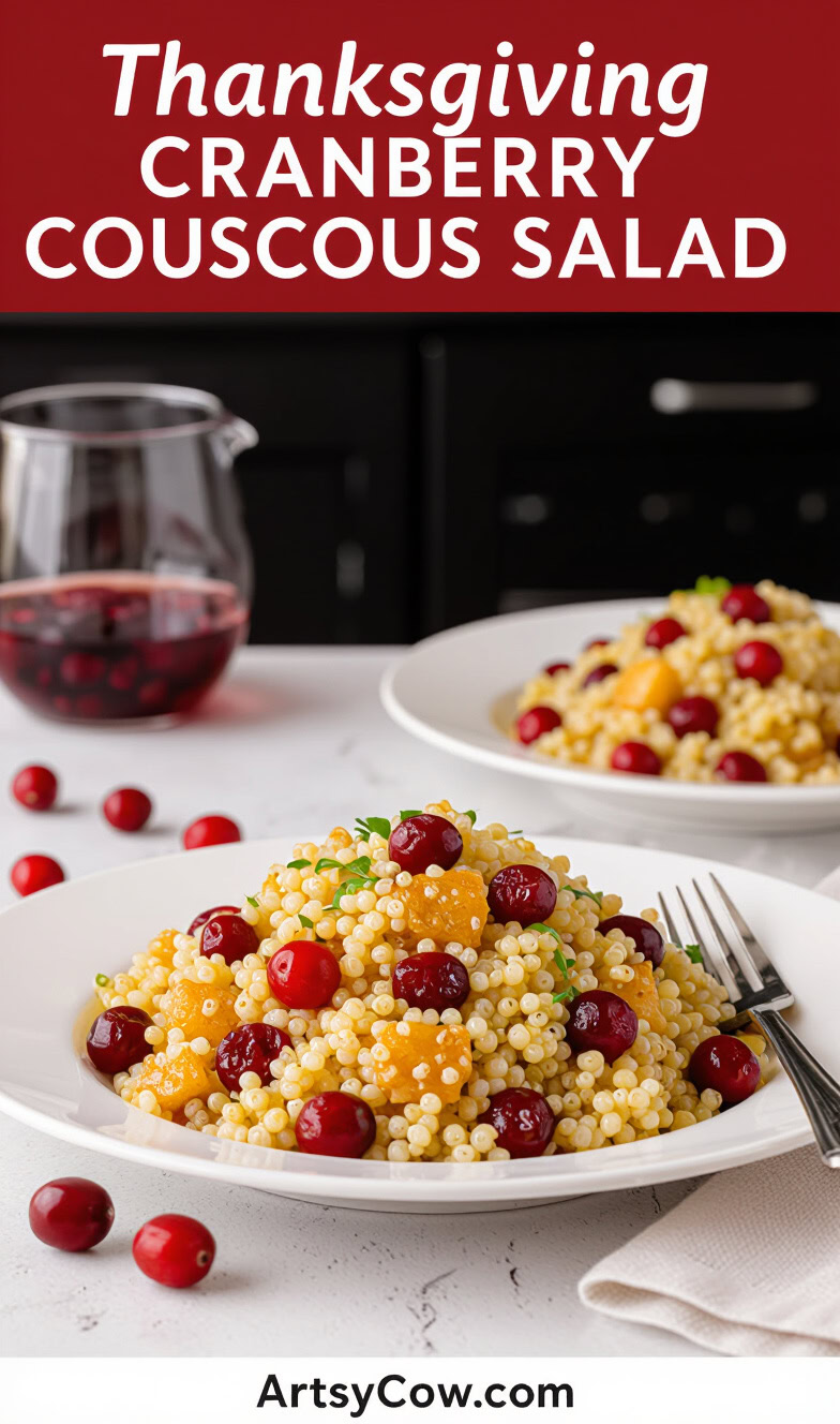 thanksgiving cranberry couscous salad pin image