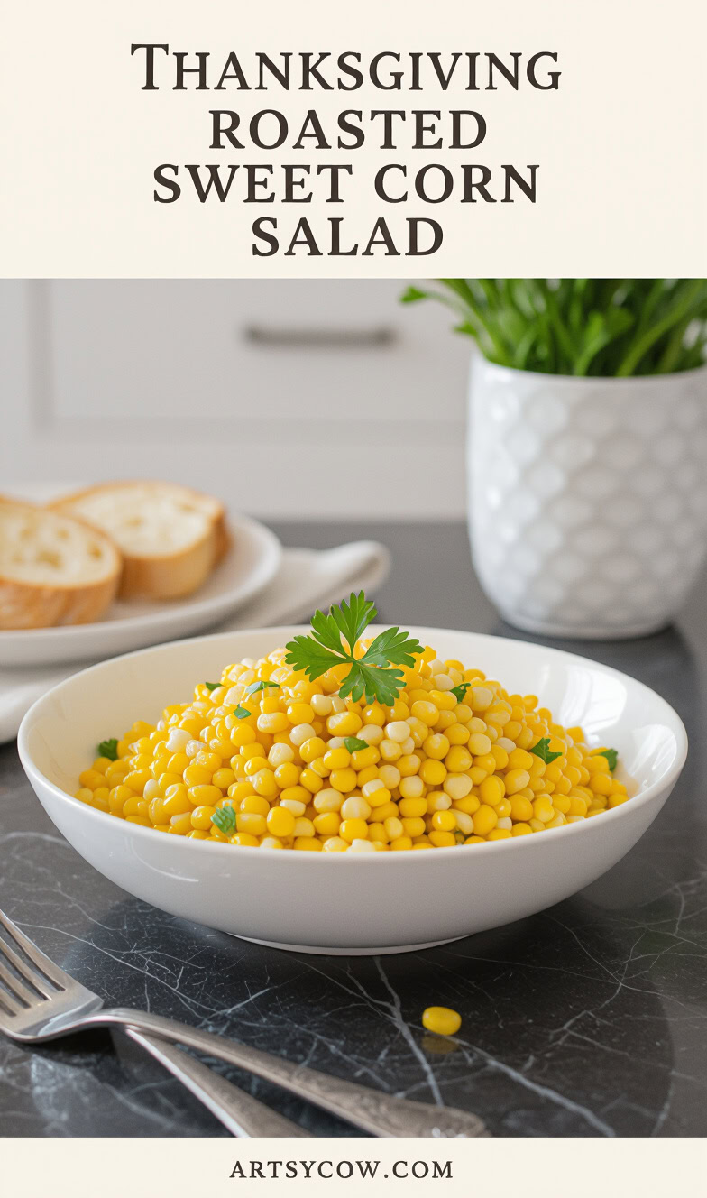 thanksgiving roasted sweet corn salad pin image