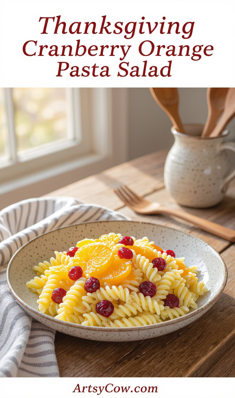 thanksgiving cranberry orange pasta salad pin image