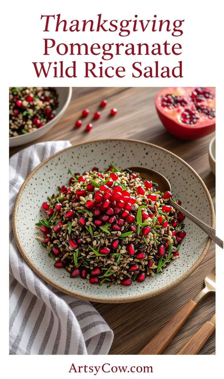 thanksgiving pomegranate wild rice salad pin image