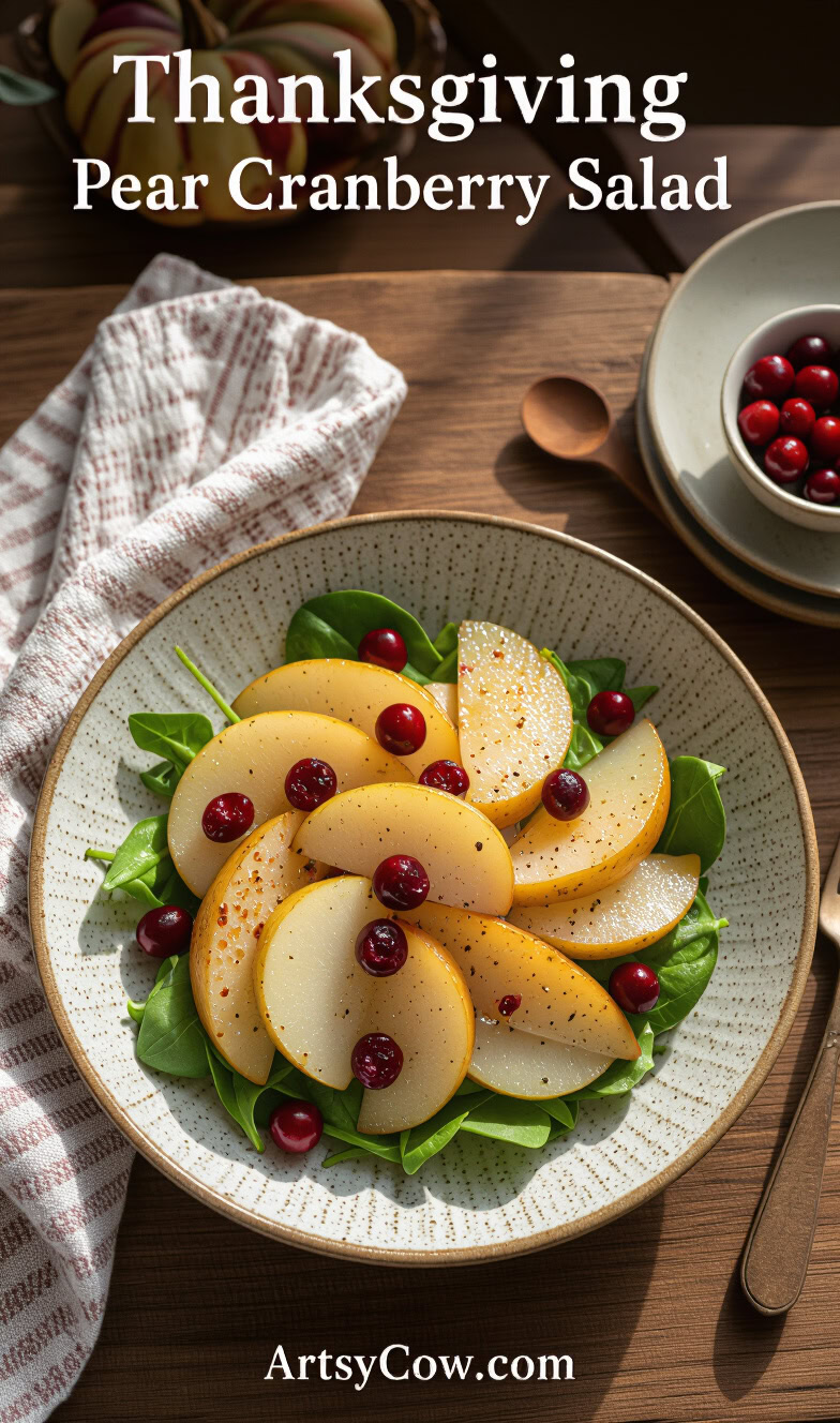 thanksgiving pear cranberry salad pin image