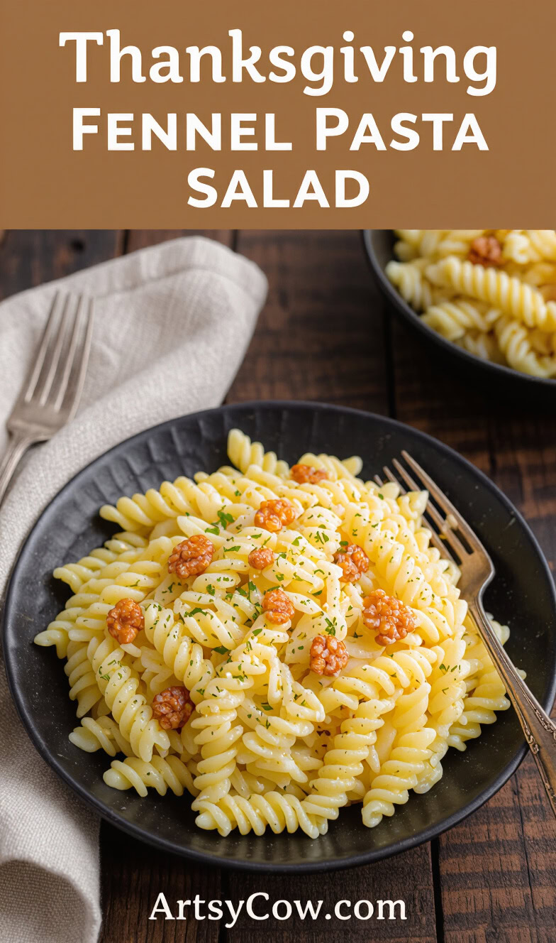 thanksgiving fennel pasta salad pin image