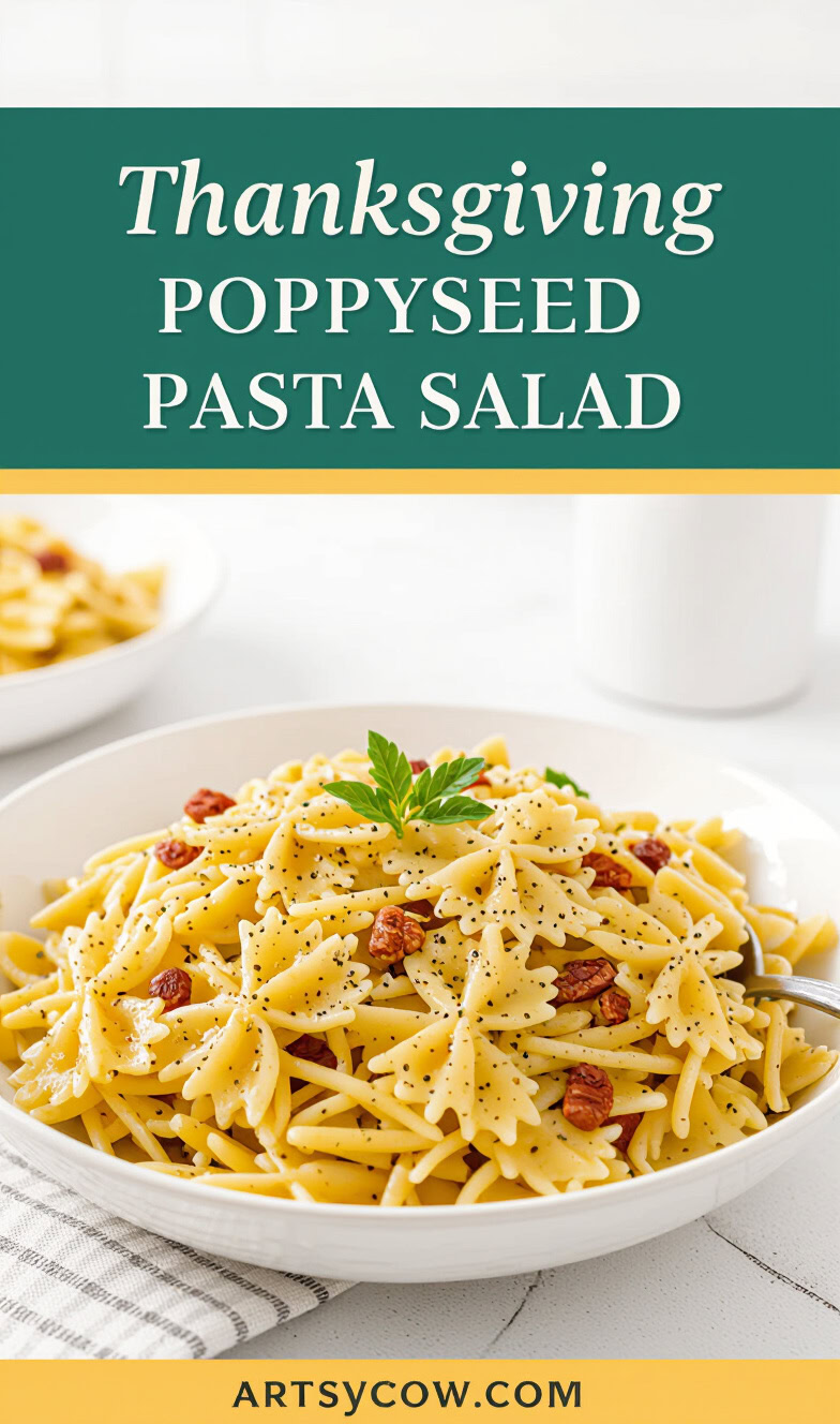 thanksgiving poppyseed pasta salad pin image