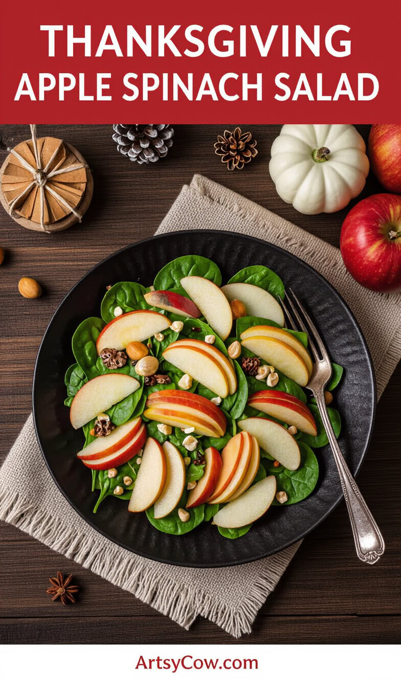 thanksgiving apple spinach salad pin image