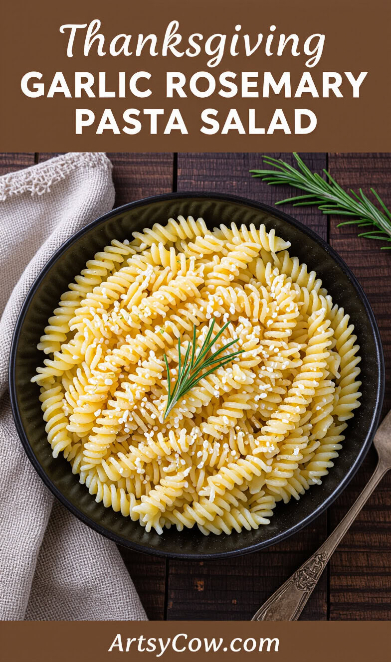thanksgiving garlic rosemary pasta salad pin image