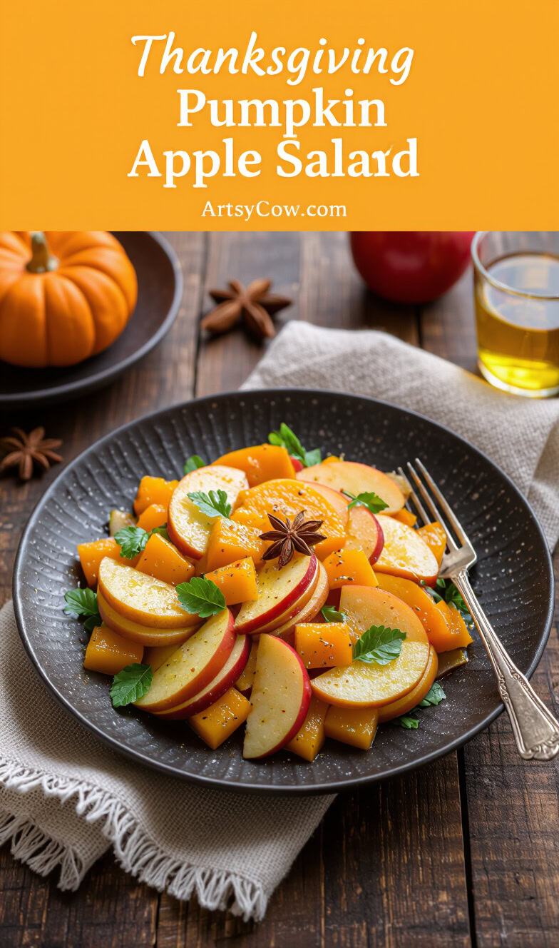 thanksgiving pumpkin apple salad pin image
