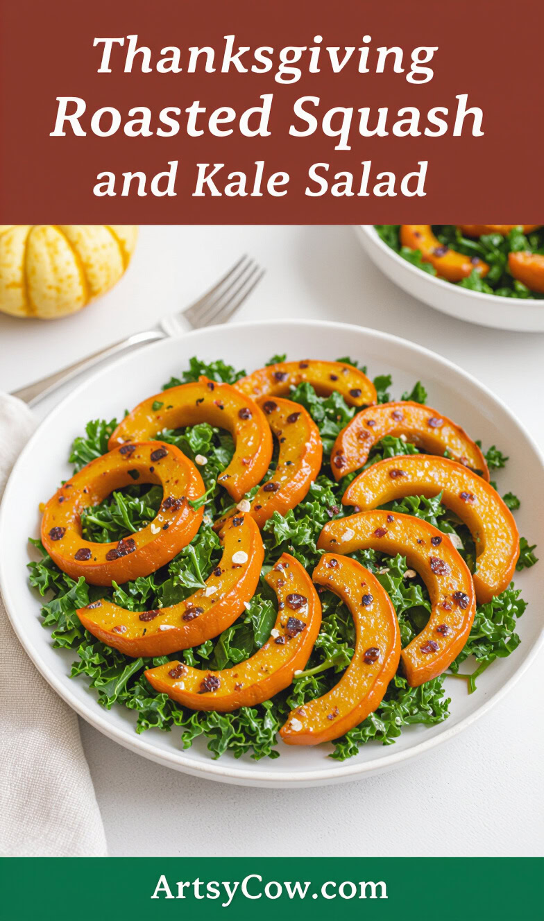 thanksgiving roasted squash and kale salad pin image