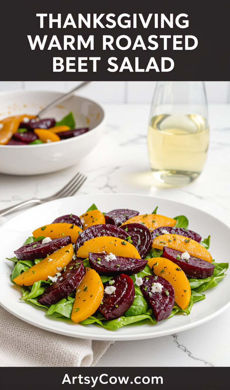 thanksgiving warm roasted beet salad pin image