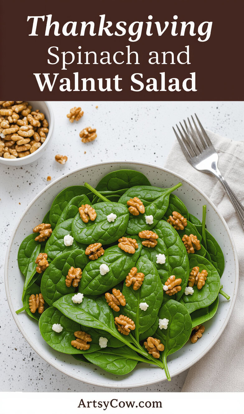 thanksgiving spinach and walnut salad pin image