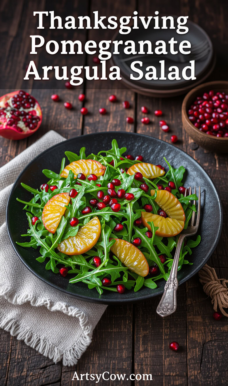 thanksgiving pomegranate arugula salad pin image