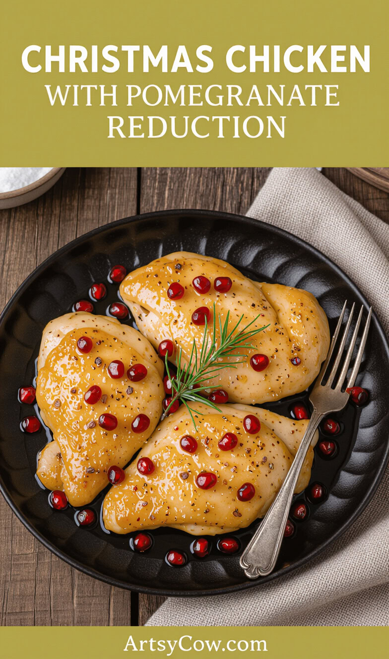 christmas chicken with pomegranate reduction pin image